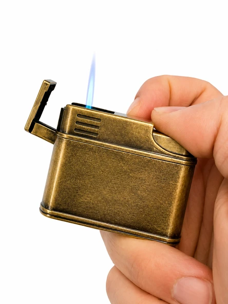 Vintage Metal Gazlı Çakmak Eskitme Tasarım Yeniden Doldurulabilir Hediyelik Model ürün görseli 1