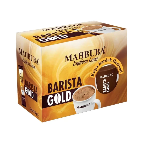 Mahbuba Barista Gold Kahve Kupa Bardak Hediyeli 24x18gr ürün görseli 1