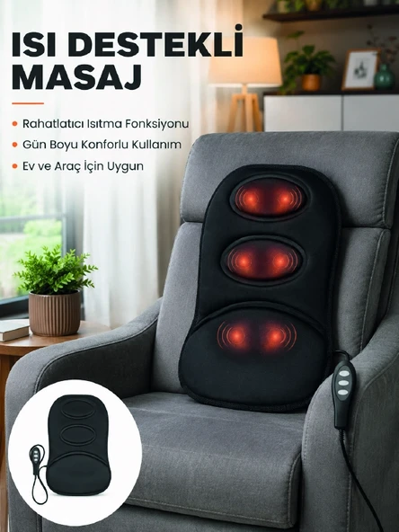 Isıtmalı Masaj Minderi  Masaj Motoru, Kablolu Kumanda Ve Çoklu Masaj Modu ürün görseli 1