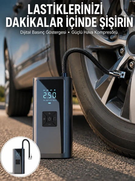 12v Uyumlu Çok İşlevli Akıllı Araç Lastik Pompası Yeni Nesil ürün görseli 1