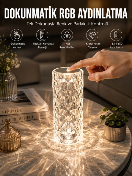 Dokunmatik Kristal Gece Lambası Hediyelik ürün görseli 1