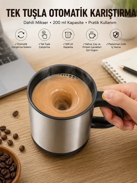 Mikser Kupa Yazılı Mug Bardak Karıştırma Özelliği ürün görseli 1
