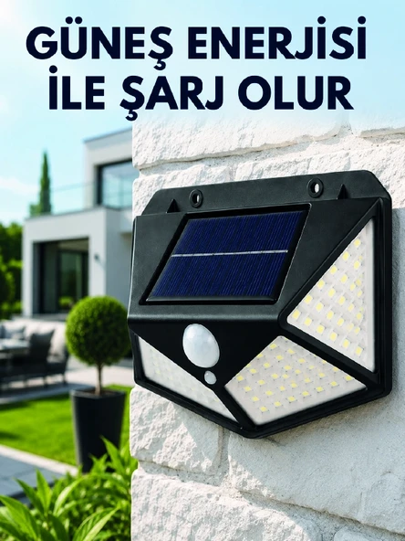 Sensörlü Solar Bahçe Lambası Geniş Açılı Led Aydınlatmalı Balkon Garaj Ve Bahçe Işığı ürün görseli 1