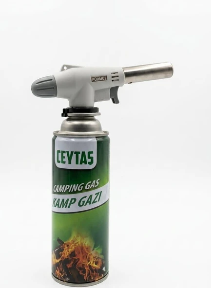 Ceytaş Otomatik Ateşlemeli Pürmüz Seti + 227 gr Kamp Gazi Kartuşu (400 ml) - Mangal Tutuşturucu, Mutfak & Karavan Gazlı Torç Seti ürün görseli 1