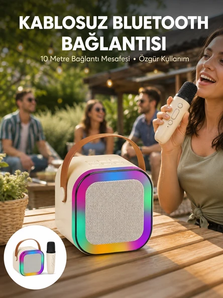 Karaoke Mikrofon Hoparlör Seti 6 Saat Kullanım Süresi Yeni Nesil ürün görseli 1