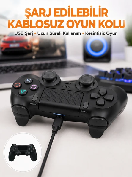 Ps4 Uyumlu Kablosuz Oyun Kolu – Titreşimli, Şarjlı Ve Ergonomik Yeni Nesil ürün görseli 1
