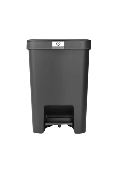 BRB-8710755800269-BRA 800269-004-01-STEPUP KOYU GRİ PLASTİK PEDALLI ÇÖP KUTUSU 25L ürün görseli 1
