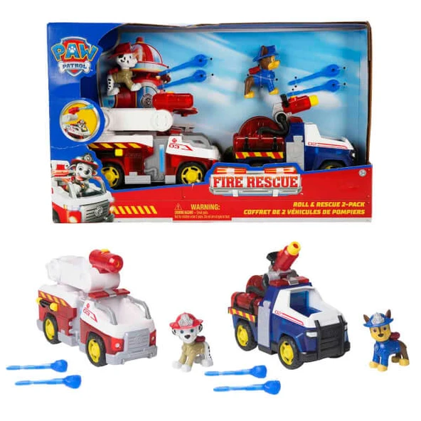 PAW Patrol Fire Rescue Roll & Rescue Görev Araçları ve 2’li Figür Seti ürün görseli 1