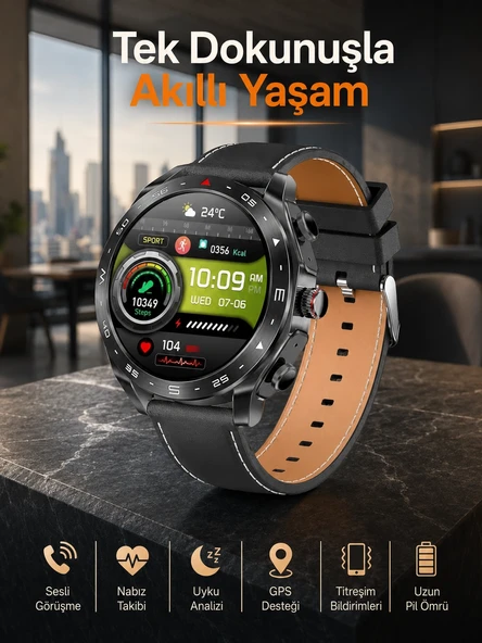Akıllı Saat Nabız Ölçer Uyku Takibi Sesli Görüşme Bildirim Görme ürün görseli 1