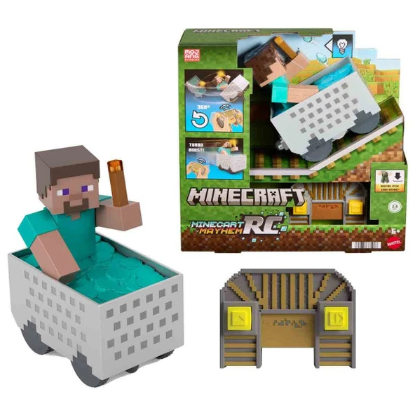 Işıklı Minecraft Uzaktan Kumandalı Minecart ve Steve Figürü Jmt40 ürün görseli 1