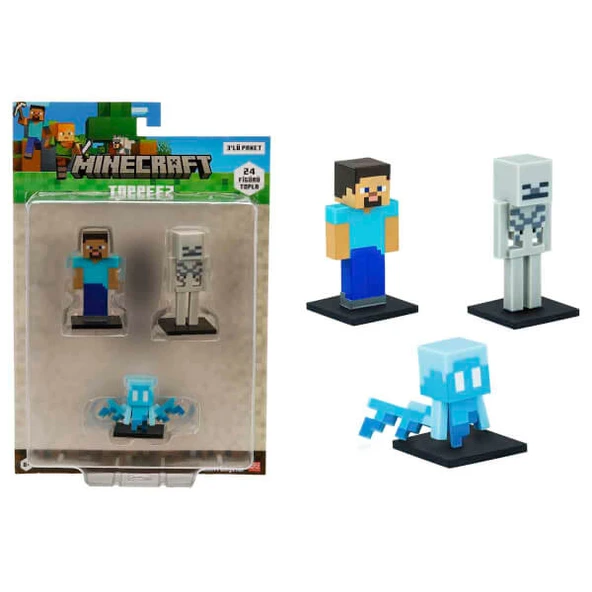 Minecraft 3D Toppeez Figür ve Kalem Başlığı 3’lü Paket PMI/MC2020 ürün görseli 1