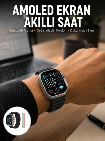 49mm Akıllı Saat Amoled Ekranlı Kadın Erkek Kol Saati Plastik Kordon Yeni Nesil ürün görseli 1