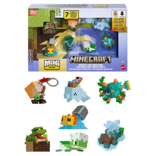Minecraft Mini Mode Aquatic Explorations 7’li Figür Seti JJV92 ürün görseli 1