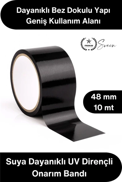 #TamirBandı Duct Tape Tamir Bandı Bez Siyah Güçlü Yapışkan Suya Dayanıklı UV Dirençli Onarım İzolasyon Boru Hortum Çadır ürün görseli 1