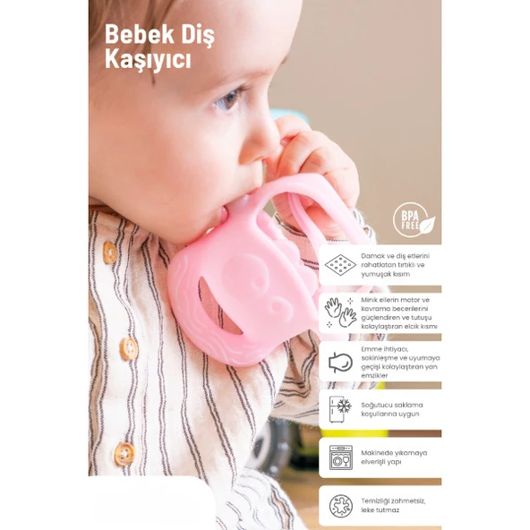 Pembe Bebek Silikon Diş Kaşıyıcı ürün görseli 1