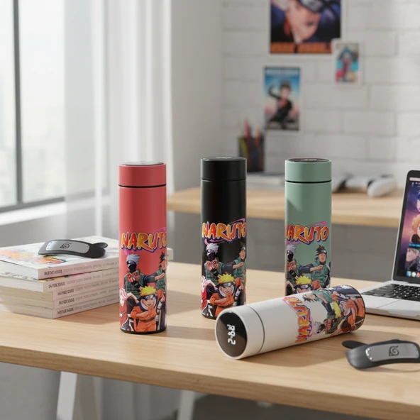 Anime Baskılı Dijital Göstergeli Termos 500 ml Model 3 ürün görseli 1