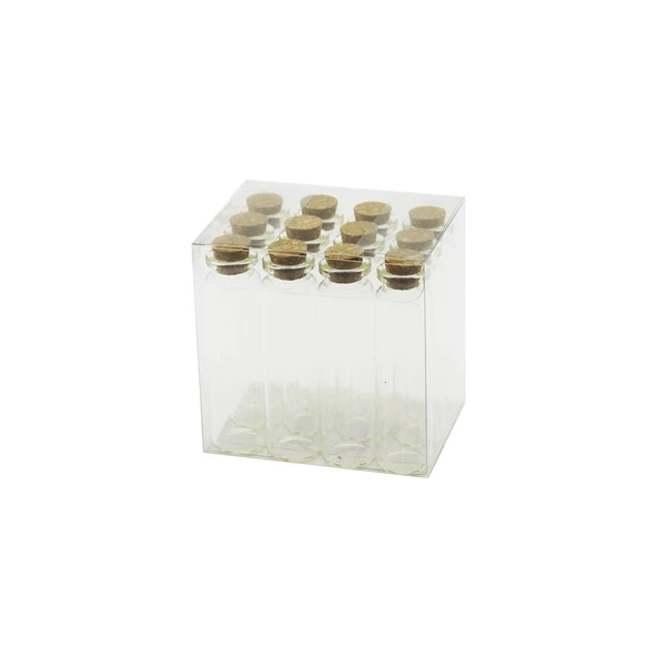 Boş Tüp Cam Şişe - 20 ml - Mantar Kapak ürün görseli 1