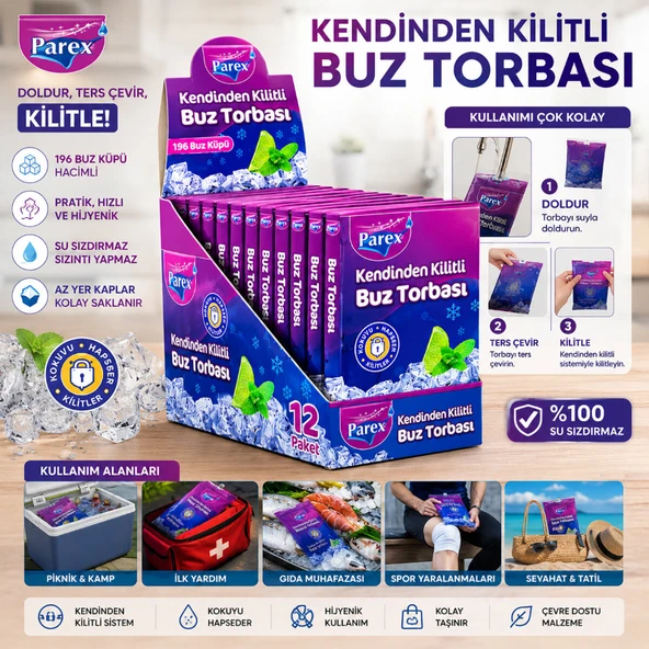 Kendinden Kilitli Buz Torbası - Koku Hapsetme Özellikli - Sızdırmaz Tasarım ürün görseli 1