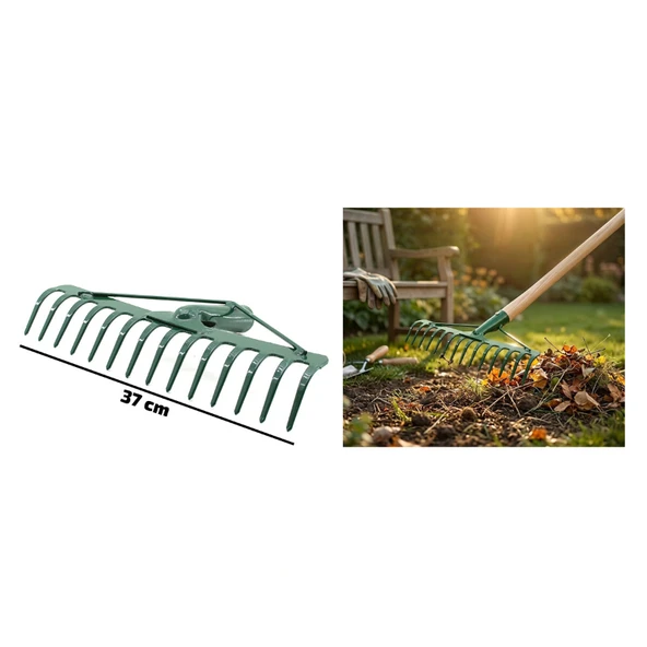 14 Dişli Metal Bahçe Tırmığı - 37 cm Genişlik - Dayanıklı Yapı ürün görseli 1