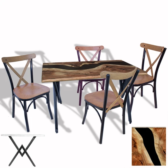 Anemon - Tonet Masa Takımı (Werzalit, Allzalit, Vermodin Tabla 80x140) - (Epoxy - Papel Oturak) ürün görseli 1
