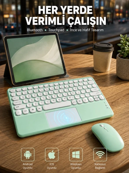 Bluetooth Touchpad Klavye Ultra İnce Taşınabilir Q Klavye Yeni Nesil ürün görseli 1