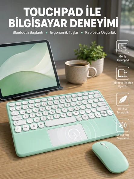 Profesyonel Wifi Q Klavye Bluetooth Klavye Touchpad 10.8 Inç Yeni Nesil ürün görseli 1