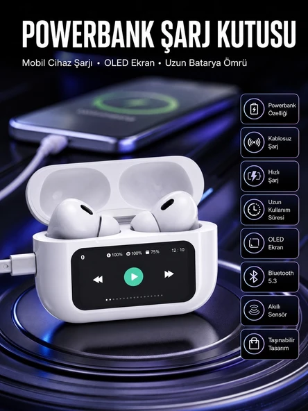Kulak İçi Bluetooth Kulaklık Ekranlı Müzik Dinleme Çağrı Cevaplama Siyah Yeni Nesil ürün görseli 1