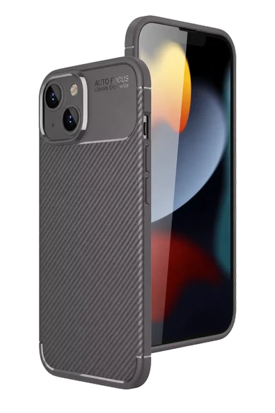 Newface Apple iPhone 15 Kılıf Auto Focus Karbon Kapak - Gri ürün görseli 1
