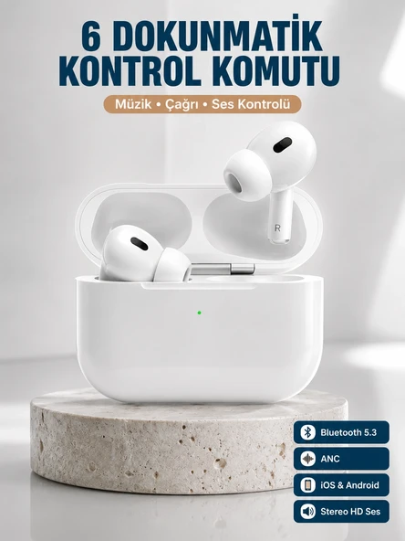 Yeni Nesil Pro Bluetooth Kulaklık Android Ve İos Uyumlu Dokunmatik Kontrol ürün görseli 1