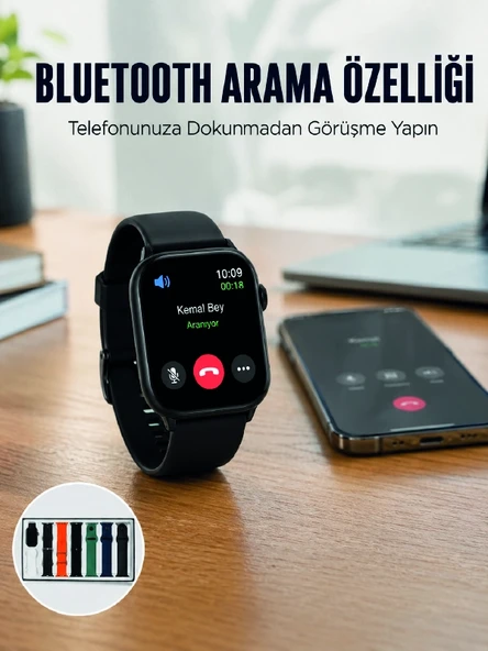 Akıllı Saat 7 Kordonlu Bluetooth Aramalı Nabız Ve Dokunmatik Akıllı Saat ürün görseli 1