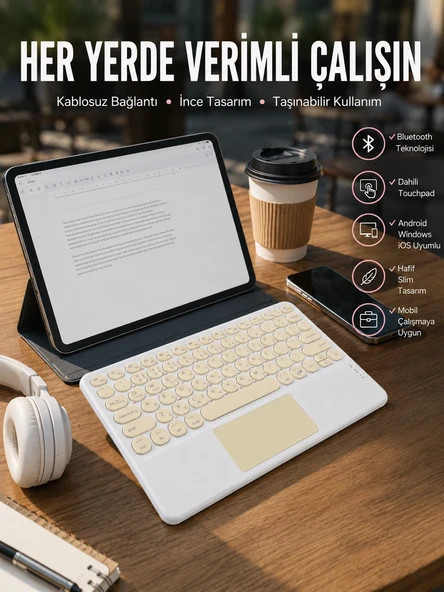 Touchpad Uyumlu Bluetooth Klavye Slim Kablosuz Wifi Q Klavye ürün görseli 1
