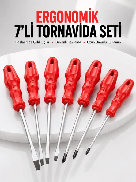 7li Tornavida Seti Düz Ve Yıldız Uçlu Çok Amaçlı Kullanım ürün görseli 1