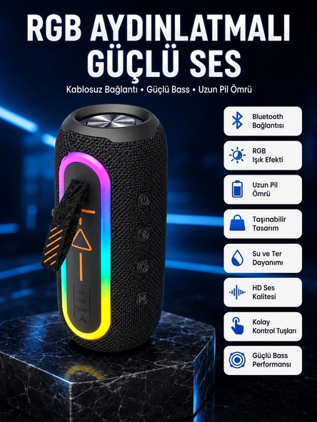 Bluetooth Hoparlör USB Şarjlı Uzun Pil Ömrü Android ve İOS Uyumlu Renkli ürün görseli 1