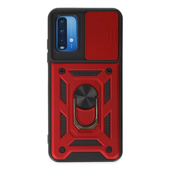 Xiaomi Redmi Note 9 4G Kılıf Pars Lens Yüzüklü Silikon - Kırmızı ürün görseli 1