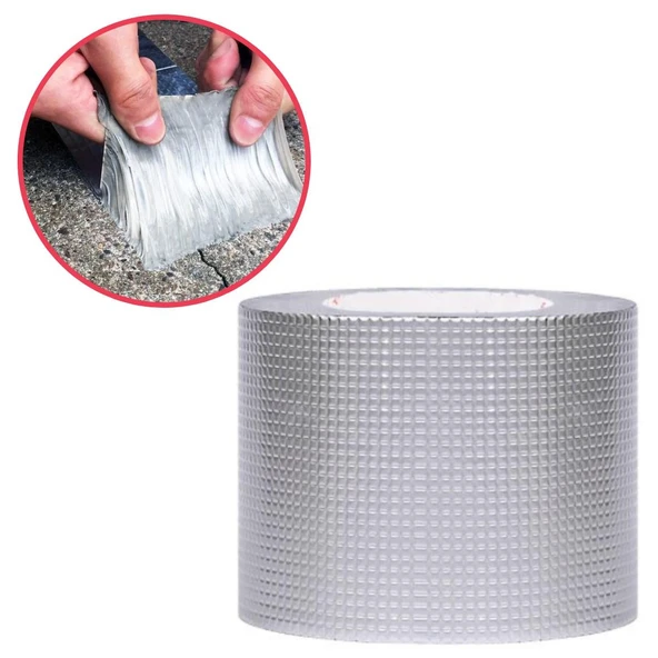 Folyo Kauçuk Bant Yapışkanlı Su Geçirmez Çatı Boru Tamir Bandı (2Metre X 10 Cm) ürün görseli 1