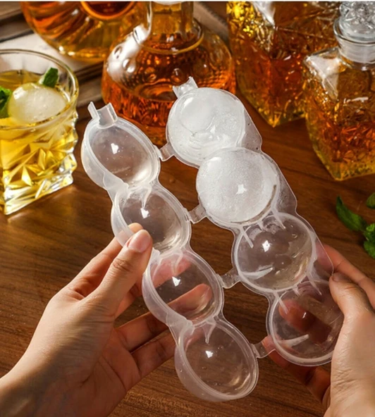 4 Bölmeli Küre Buz Topu Kalıbı - Yuvarlak Buz Topu ürün görseli 1