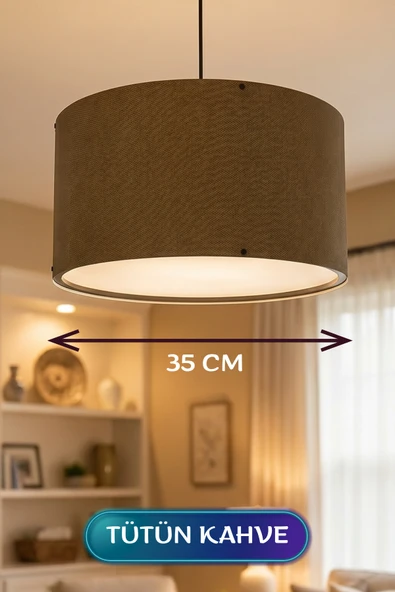 Kahve Kumaş Başlıklı Sarkıt Avize 35 Cm ürün görseli 1