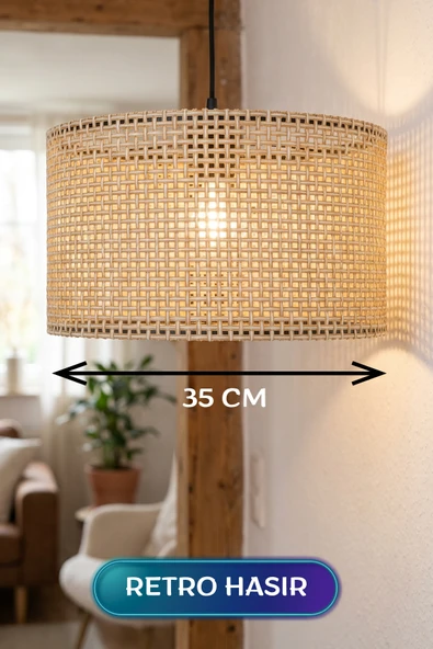 Hasır Kumaş Başlıklı Sarkıt Avize 35 Cm ürün görseli 1