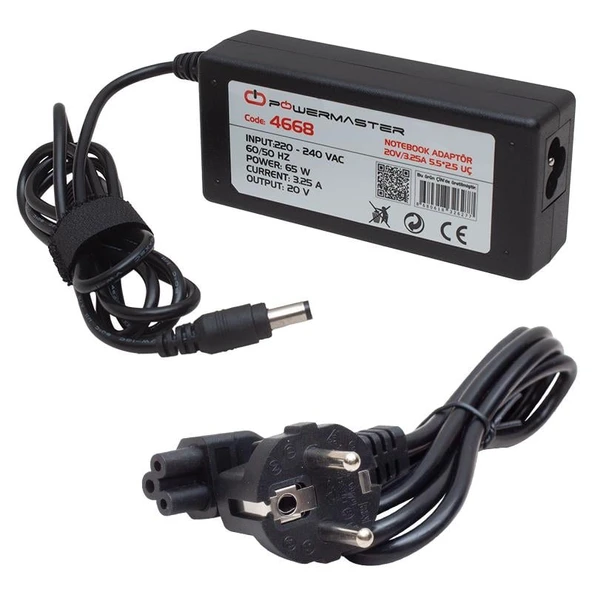 Powermaster PM-4668 20 Volt - 3.25 Amper 5.5*2.5 Mm Uçlu Adaptör (Lenovo Ibm Notebook) ürün görseli 1