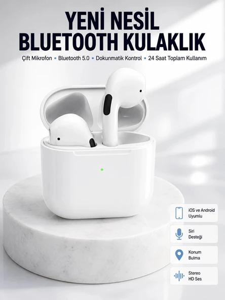 Yeni Nesil Bluetooth Kulaklık Beyaz Ç Cevaplayabilen Kablosuz ürün görseli 1