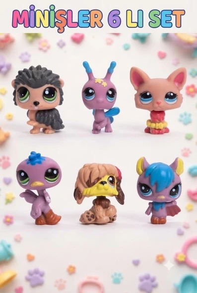 Pet Star Little Sevimli Minişler 6'lı Miniş Figür Oyuncak Seti Sevimli Hayvan Figürleri ve Aksesuarları 3046A42 ürün görseli 1