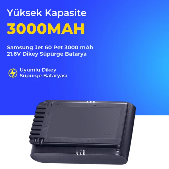 Samsung Jet 60 Pet 3000 mAh 21.6V Dikey Süpürge Batarya ürün görseli 1