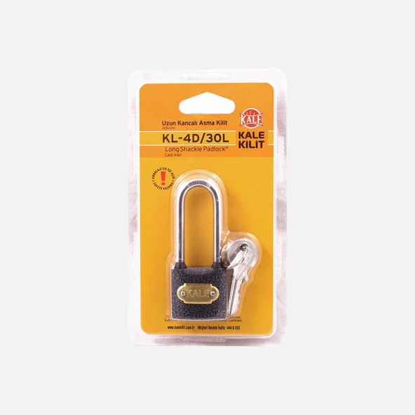 Kale Kilit 30 mm Uzun Kancalı Döküm Asma Kilit (4'li Paket) ürün görseli 1