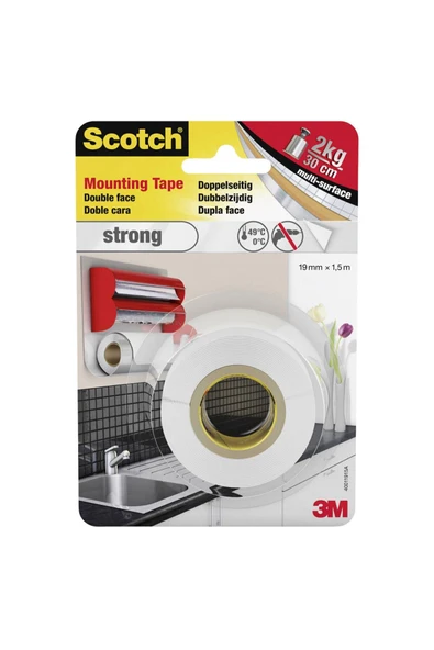 Scotch Çift Taraflı Yapışkan Köpük Bant Rulo 19mm X 1,5m ürün görseli 1