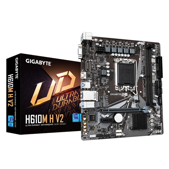 Gigabyte H610M H V2, Rev.1.0, 2Xddr5, M.2, D-Sub, Hdmi, 12-13.14.Nesil, Lga1700 Soket, Anakart ürün görseli 1