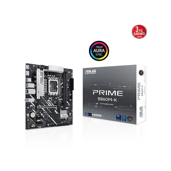 Prime B860M-K, 8800Mhz, 2Xddr5 2Xm.2, Hdmi, Dp, Core Cpu(Seri 2), Lga1851 Soket Anakart ürün görseli 1