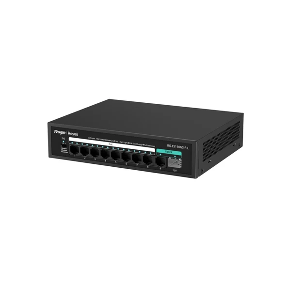 Ruijie Reyee Rg-Es110Gs-P-L 10 Port, 8 Port Gigabit Poe, 120W, 1 Port Spf, 1 Port Gigabit Uplink, Switch ürün görseli 1