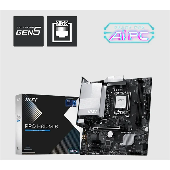 H810M-B Ddr5 6400Mhz 1Xhdmi 1Xdp 1Xm.2 Matx 1851P (Intel Processors Series 2) ürün görseli 1