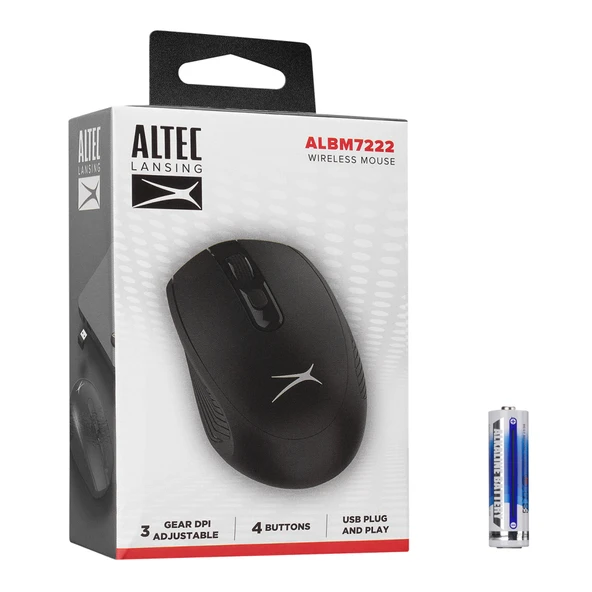 Altec Lansing Albm7222, Siyah, 2.4Ghz Usb, 1200Dpi, Optik Mouse ürün görseli 1