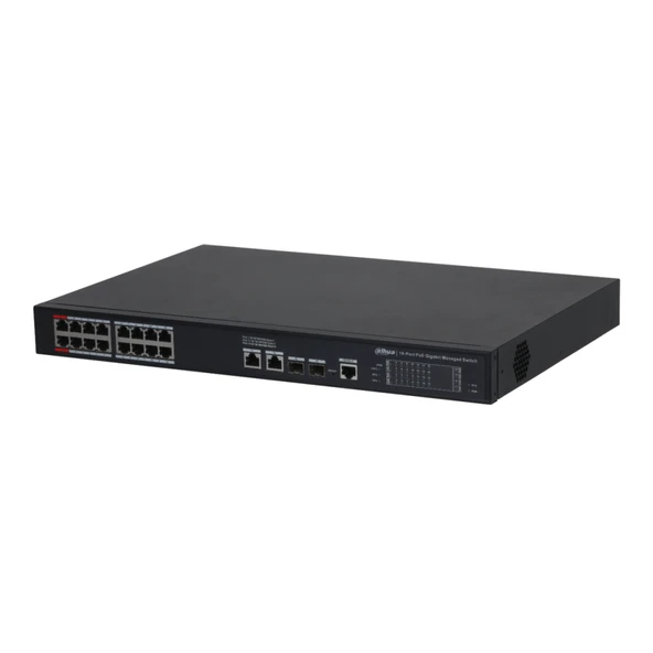 Dahua S4220-16Gt-240, 16 Port, Gigabit, Poe 240W, 2 Port Gigabit Uplink, 2 Port Sfp Gigabit Combo, Longe Range 250Mt, Cloud Yönetilebilir, Switch ürün görseli 1